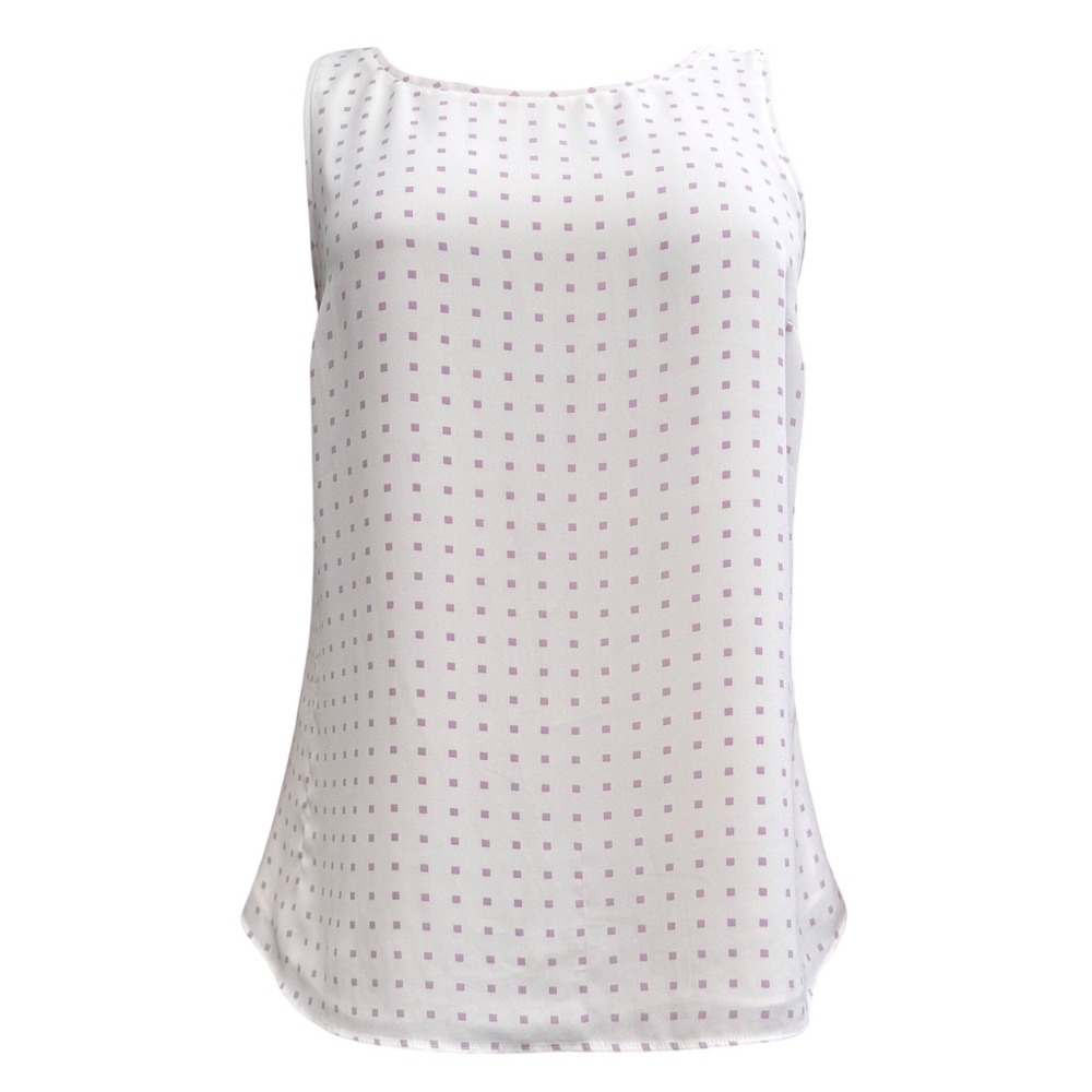 RW&CO Sleeveless Blouse Purple Geometric Dot Officecore Workwear Shell Medium - Picture 1 of 9